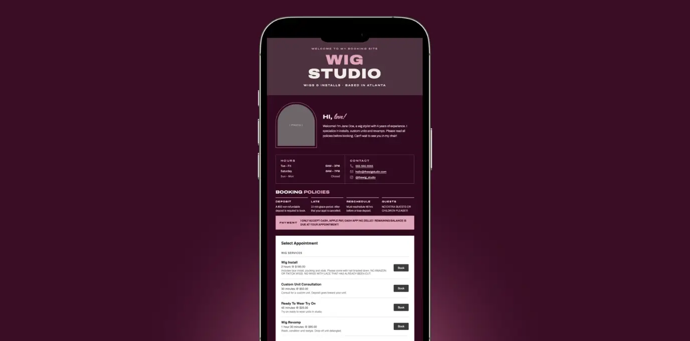 Before: typical DIY booking app page